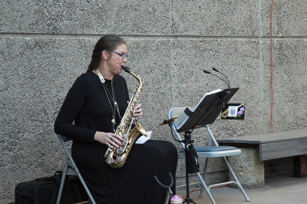 saxophone player performing